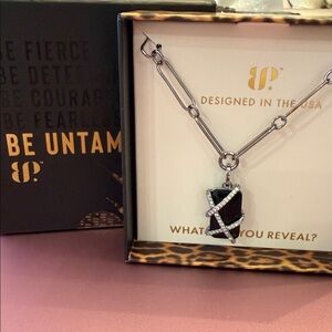 Bold Hematite and Black Pendant Necklace